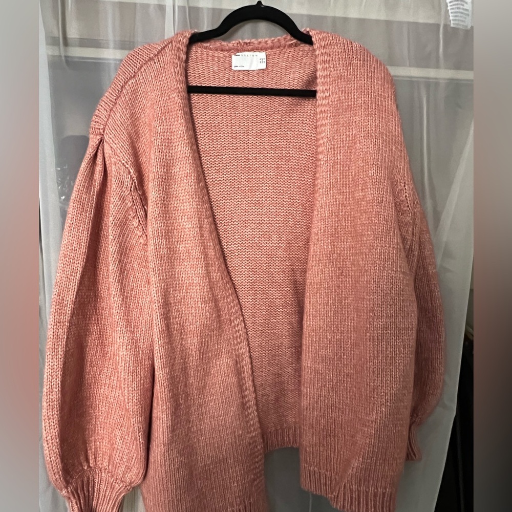 Pink long sleeve open cardigan